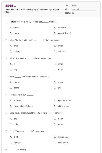 MODULE 2 - Đại từ nhân xưng, Đại từ sở hữu và Đại từ phản thân