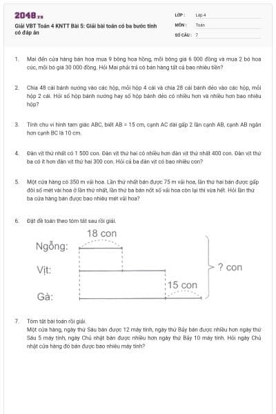 Giải VBT Toán 4 KNTT Bài 5: Giải bài toán có ba bước tính có đáp án