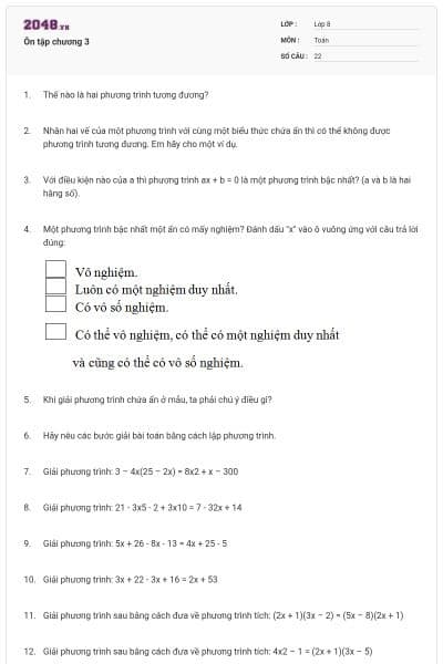 Ôn tập chương 3