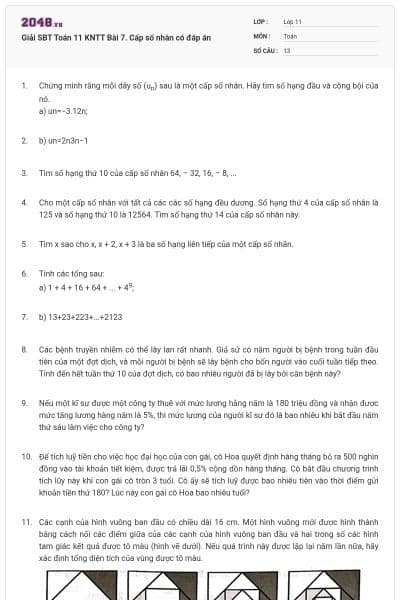 Giải SBT Toán 11 KNTT Bài 7. Cấp số nhân có đáp án