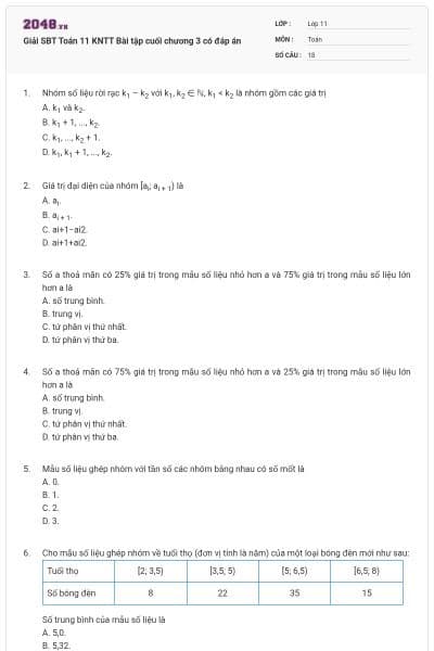 Giải SBT Toán 11 KNTT Bài tập cuối chương 3 có đáp án