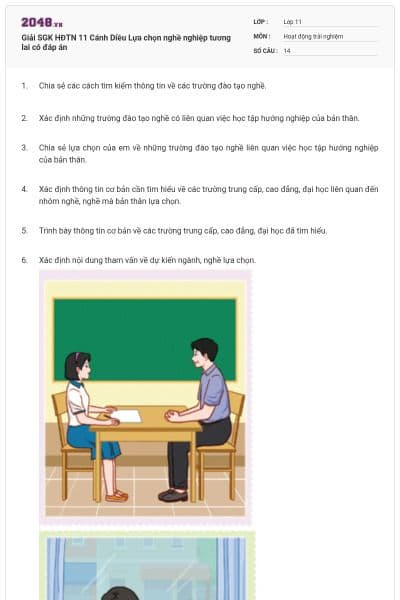 Giải SGK HĐTN 11 Cánh Diều Lựa chọn nghề nghiệp tương lai có đáp án