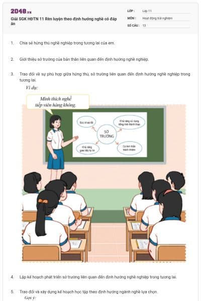 Giải SGK HĐTN 11 Rèn luyện theo định hướng nghề có đáp án