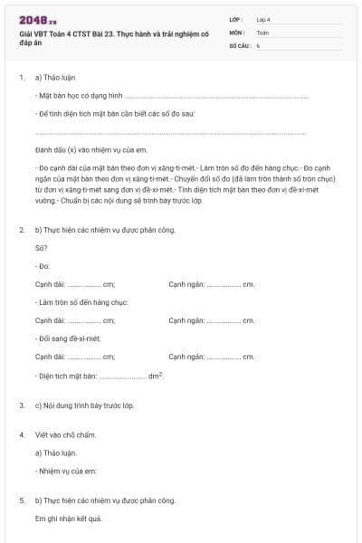 Giải VBT Toán 4 CTST Bài 23. Thực hành và trải nghiệm có đáp án