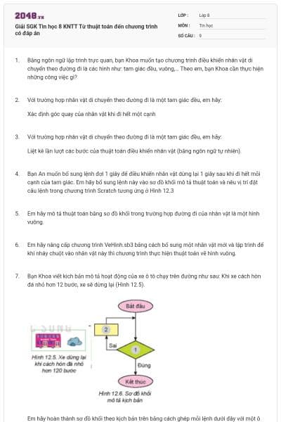 Giải SGK Tin học 8 KNTT Từ thuật toán đến chương trình có đáp án