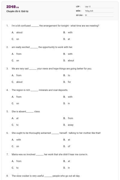 Chuyên đề 6: Giới từ