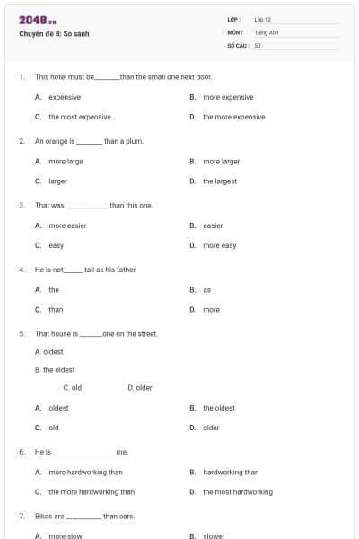 Chuyên đề 8: So sánh