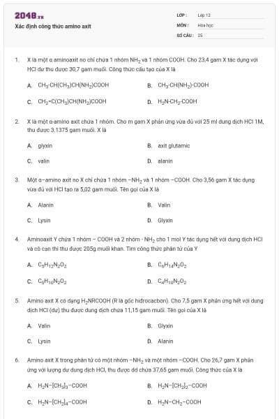 Xác định công thức amino axit