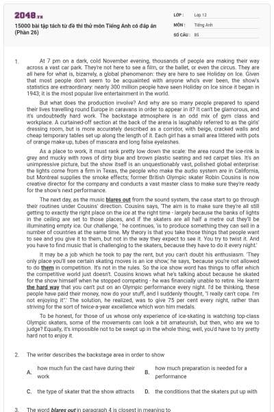 15000 bài tập tách từ đề thi thử môn Tiếng Anh có đáp án (Phần 26)