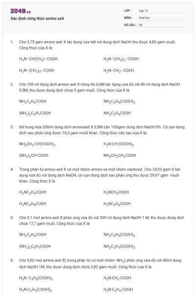 Xác định công thức amino axit