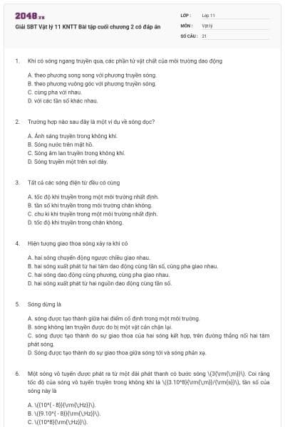 Giải SBT Vật lý 11 KNTT Bài tập cuối chương 2 có đáp án