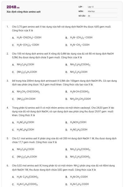 Xác định công thức amino axit