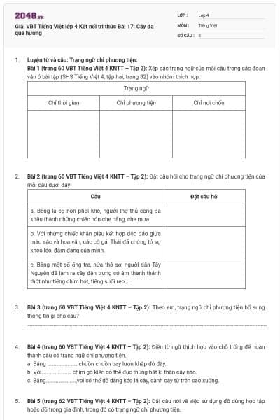 Giải VBT Tiếng Việt lớp 4 Kết nối tri thức Bài 17: Cây đa quê hương