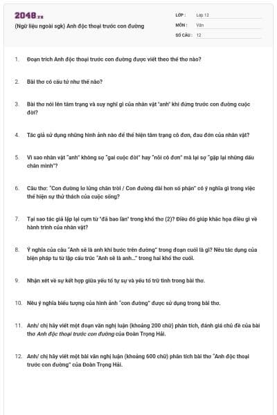 (Ngữ liệu ngoài sgk) Anh độc thoại trước con đường