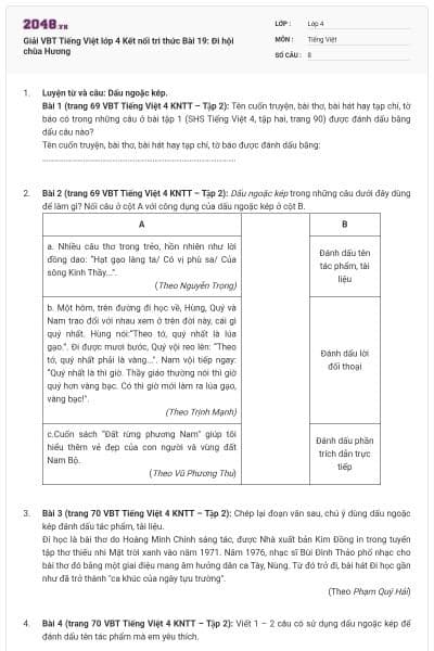 Giải VBT Tiếng Việt lớp 4 Kết nối tri thức Bài 19: Đi hội chùa Hương