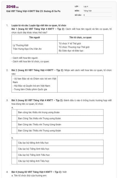 Giải VBT Tiếng Việt 4 KNTT Bài 23: Đường đi Sa Pa