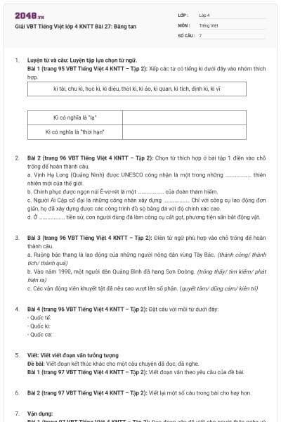 Giải VBT Tiếng Việt lớp 4 KNTT Bài 27: Băng tan