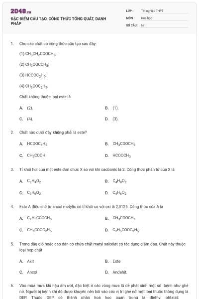 ĐẶC ĐIỂM CẤU TẠO, CÔNG THỨC TỔNG QUÁT,  DANH PHÁP