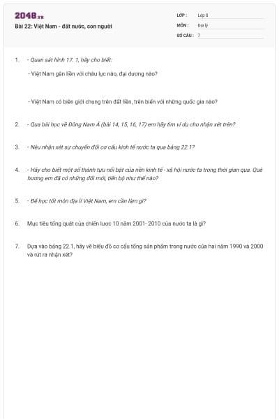 Bài 22: Việt Nam - đất nước, con người