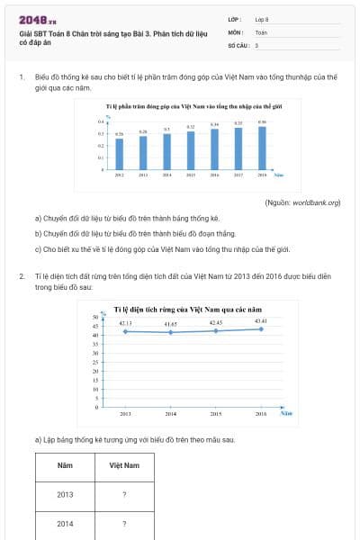 Giải SBT Toán 8 Chân trời sáng tạo Bài 3. Phân tích dữ liệu có đáp án