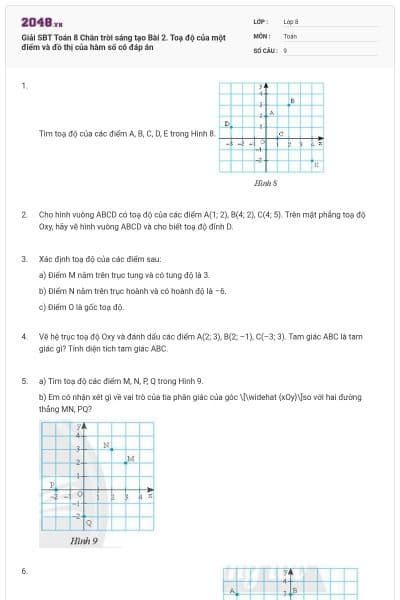Giải SBT Toán 8 Chân trời sáng tạo Bài 2. Toạ độ của một điểm và đồ thị của hàm số có đáp án