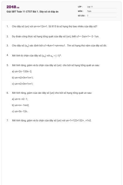 Giải SBT Toán 11 CTST Bài 1. Dãy số có đáp án