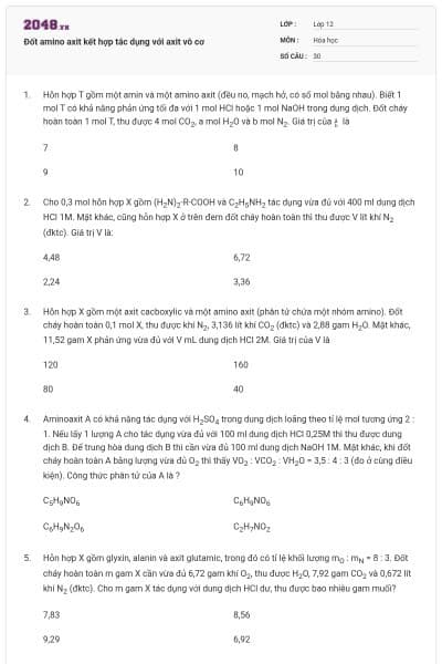 Đốt amino axit kết hợp tác dụng với axit vô cơ