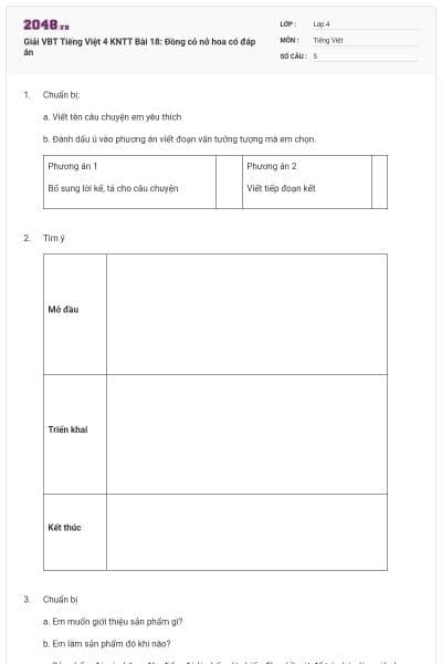 Giải VBT Tiếng Việt 4 KNTT Bài 18: Đồng cỏ nở hoa có đáp án