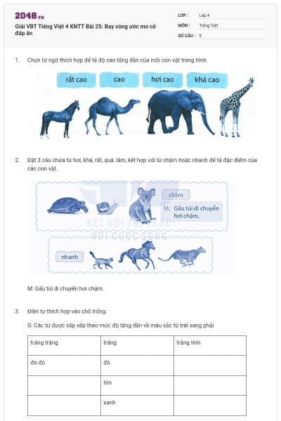 Giải VBT Tiếng Việt 4 KNTT Bài 25: Bay cùng ước mơ có đáp án