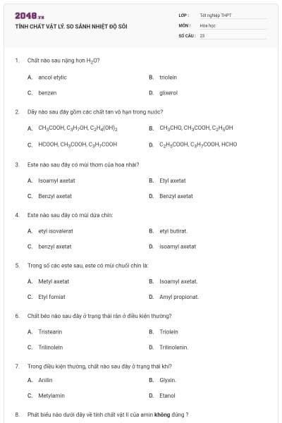 TÍNH CHẤT VẬT LÝ. SO SÁNH NHIỆT ĐỘ SÔI