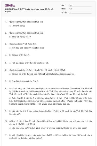 Giải SGK Toán 8  KNTT Luyện tập chung trang 13, 14  có đáp án
