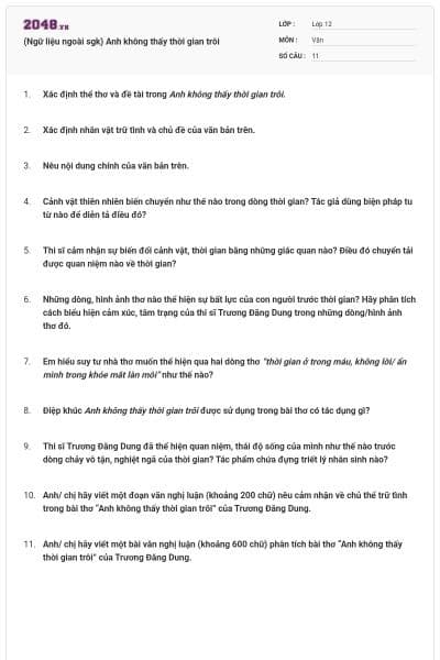 (Ngữ liệu ngoài sgk) Anh không thấy thời gian trôi