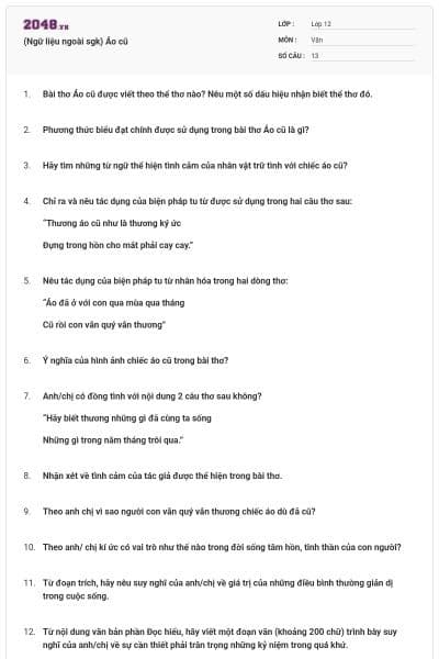 (Ngữ liệu ngoài sgk) Áo cũ