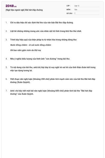 (Ngữ liệu ngoài sgk) Bài hát đắp đường