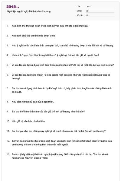 (Ngữ liệu ngoài sgk) Bài hát về cố hương