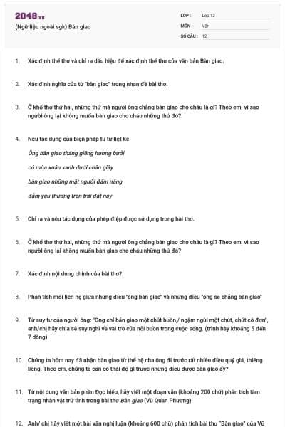 (Ngữ liệu ngoài sgk) Bàn giao