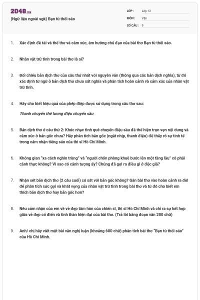 (Ngữ liệu ngoài sgk) Bạn tù thổi sáo