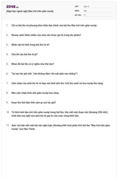 (Ngữ liệu ngoài sgk) Bầu trời trên giàn mướp