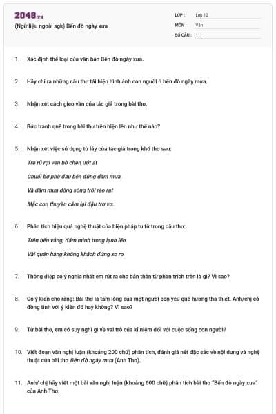 (Ngữ liệu ngoài sgk) Bến đò ngày xưa