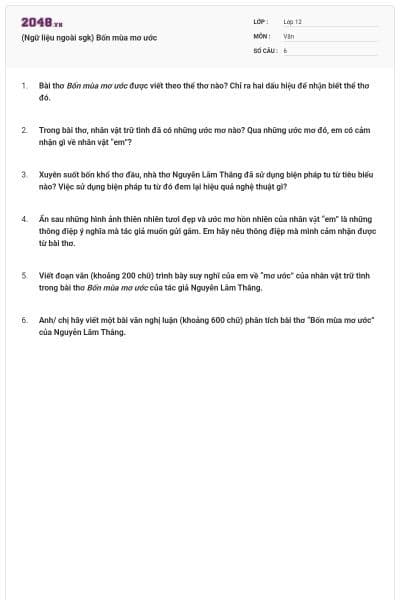 (Ngữ liệu ngoài sgk) Bốn mùa mơ ước