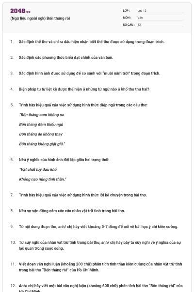 (Ngữ liệu ngoài sgk) Bốn tháng rồi