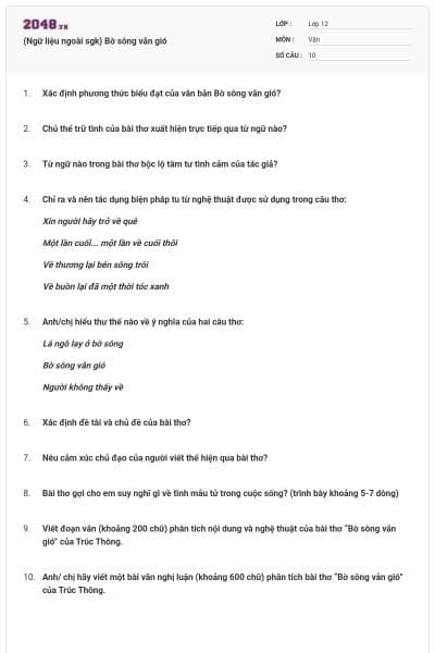 (Ngữ liệu ngoài sgk) Bờ sông vẫn gió