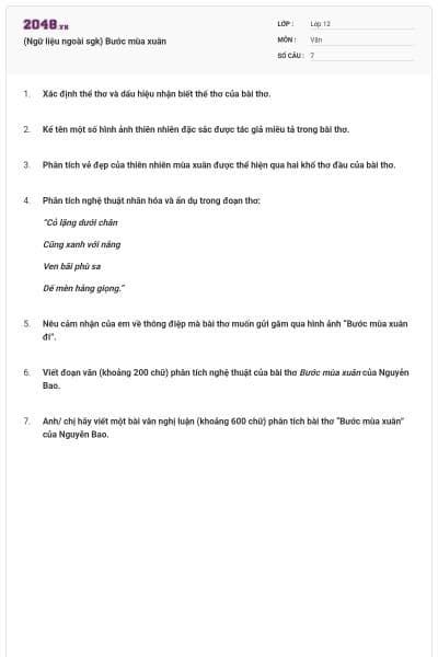 (Ngữ liệu ngoài sgk) Bước mùa xuân