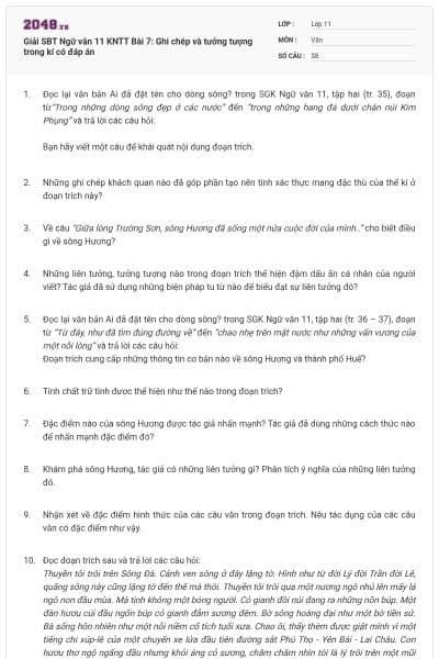 Giải SBT Ngữ văn 11 KNTT Bài 7: Ghi chép và tưởng tượng trong kí có đáp án