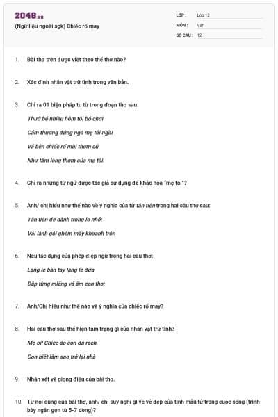 (Ngữ liệu ngoài sgk) Chiếc rổ may