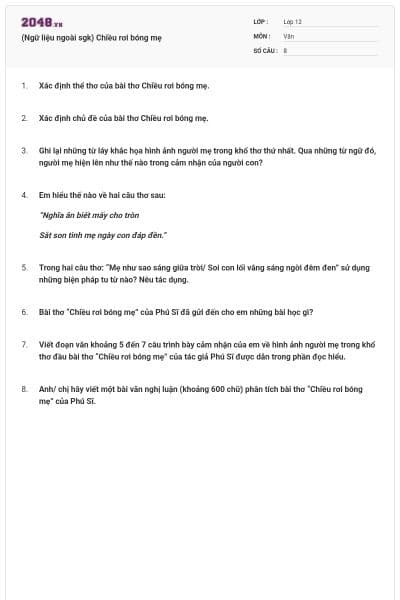 (Ngữ liệu ngoài sgk) Chiều rơi bóng mẹ