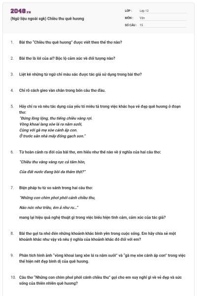 (Ngữ liệu ngoài sgk) Chiều thu quê hương