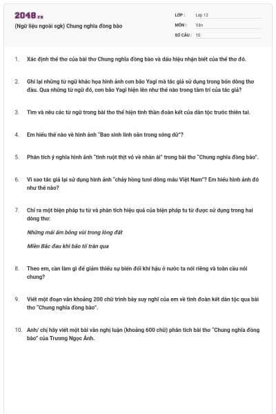 (Ngữ liệu ngoài sgk) Chung nghĩa đồng bào