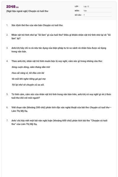 (Ngữ liệu ngoài sgk) Chuyện cũ tuổi thơ