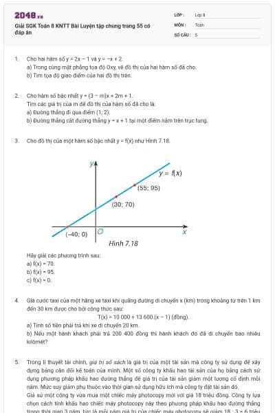 Giải SGK Toán 8 KNTT Bài Luyện tập chung trang 55 có đáp án